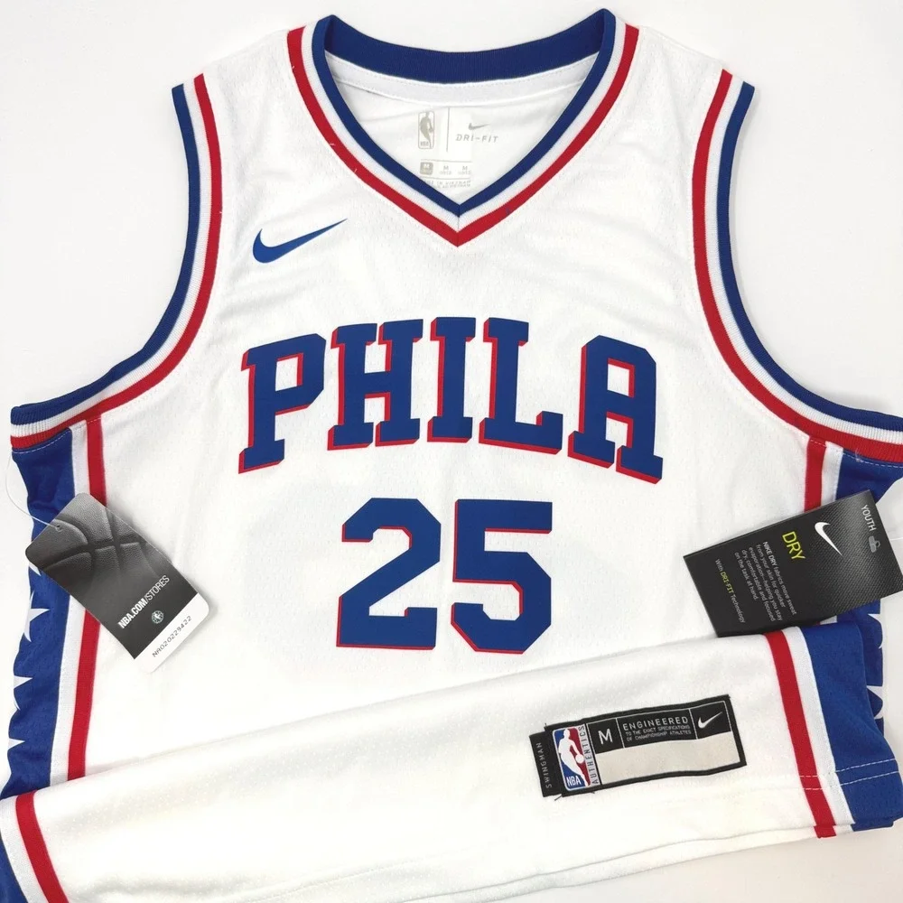 Nike Philadelphia 76ers Ben Simmons 25‎ Youth Medium Jersey 9Z2B7BZ1P-76RBS NEW